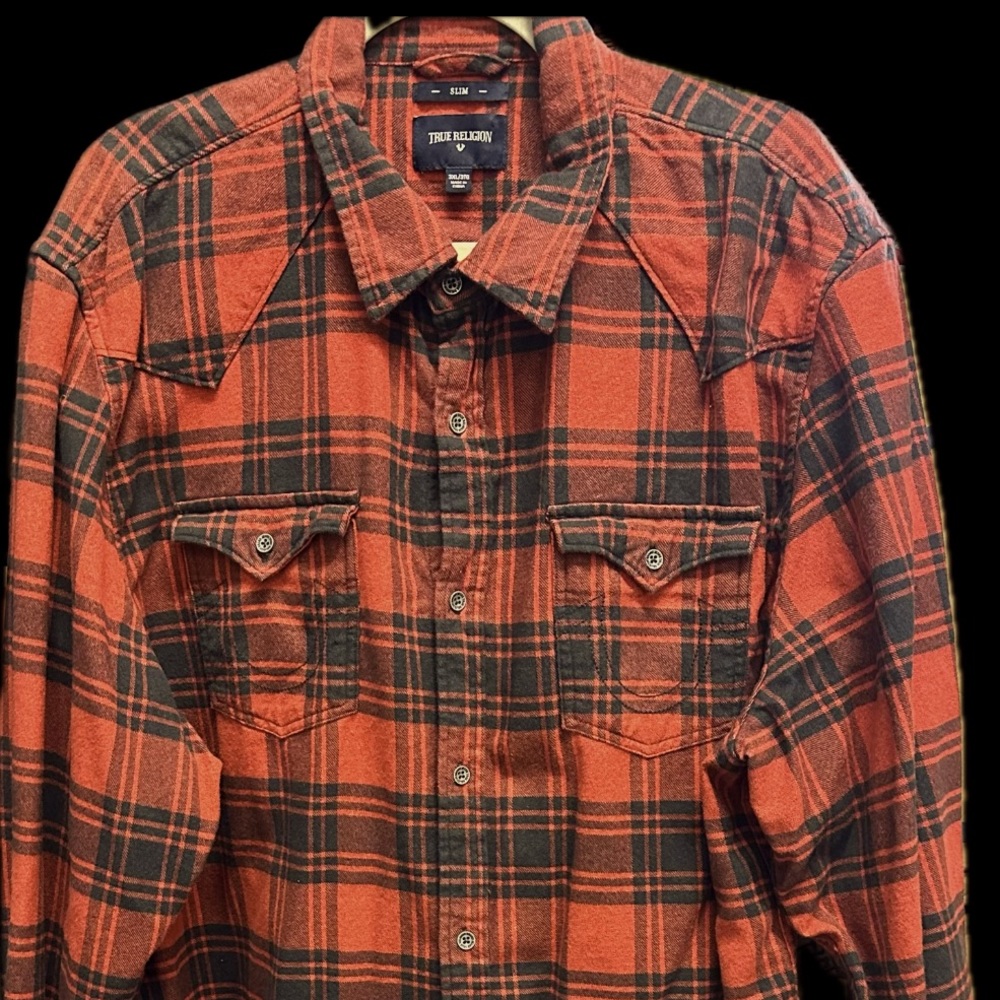 True Religion Plaid Western Flannel Button Down Shirt - XXXL